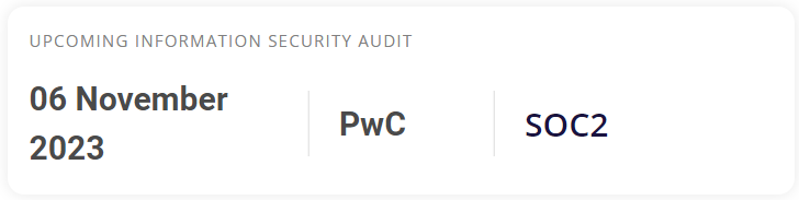 Upcoming Infosec audits